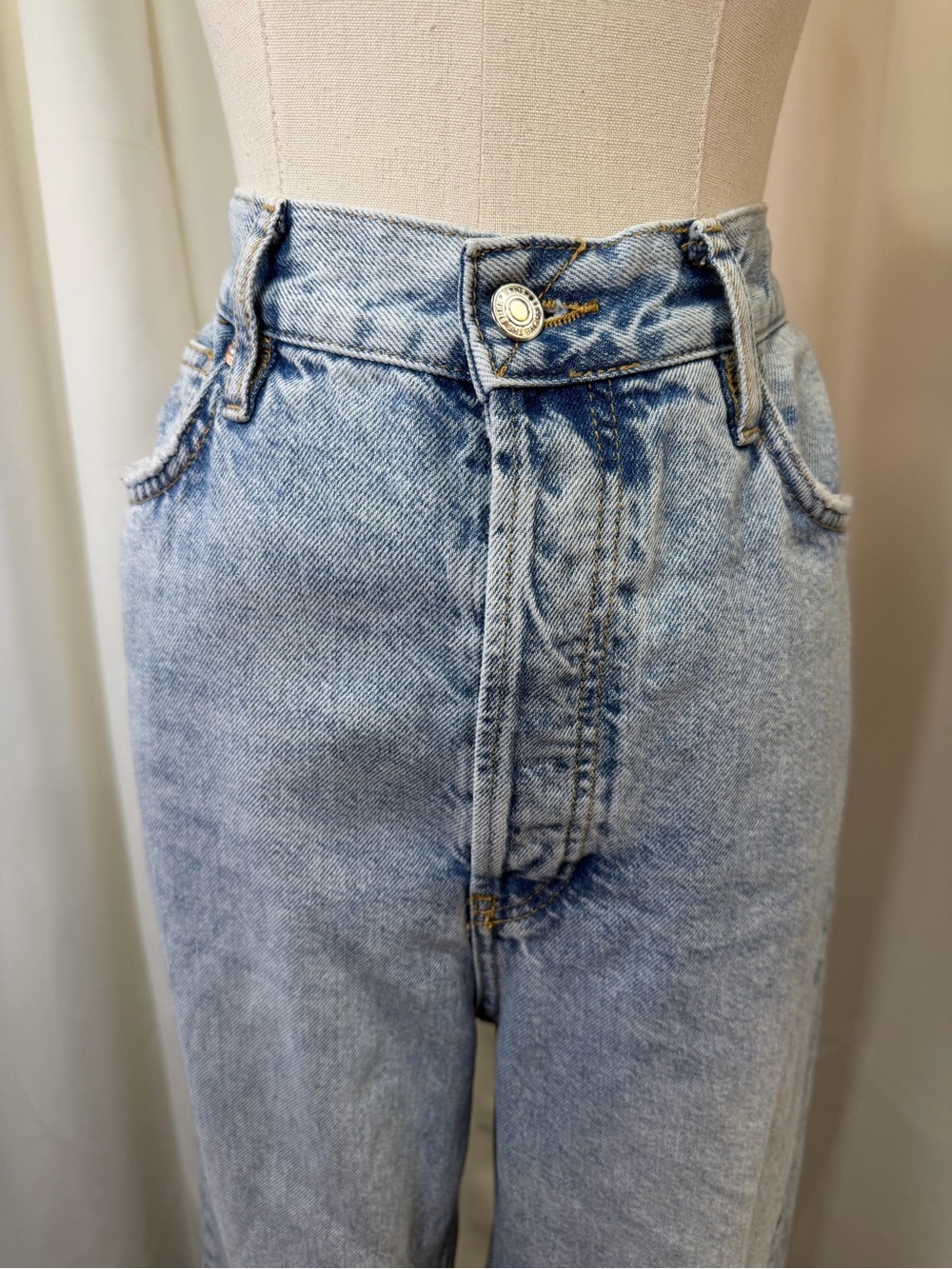 We The Free High Rise Light Blue Distressed Wide Leg Jeans - Picture 4 of 14